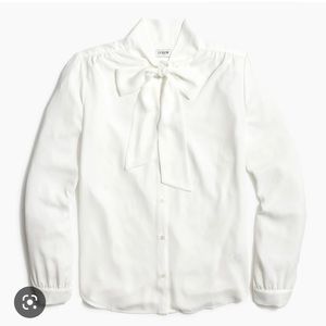 J. Crew Factory Long-Sleeve Drapey Tie-neck Top